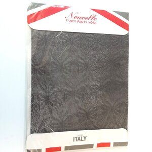 Vintage Nouvelle Italian Pantyhose – Grey Net with Bow Pattern | Deadstock NOS